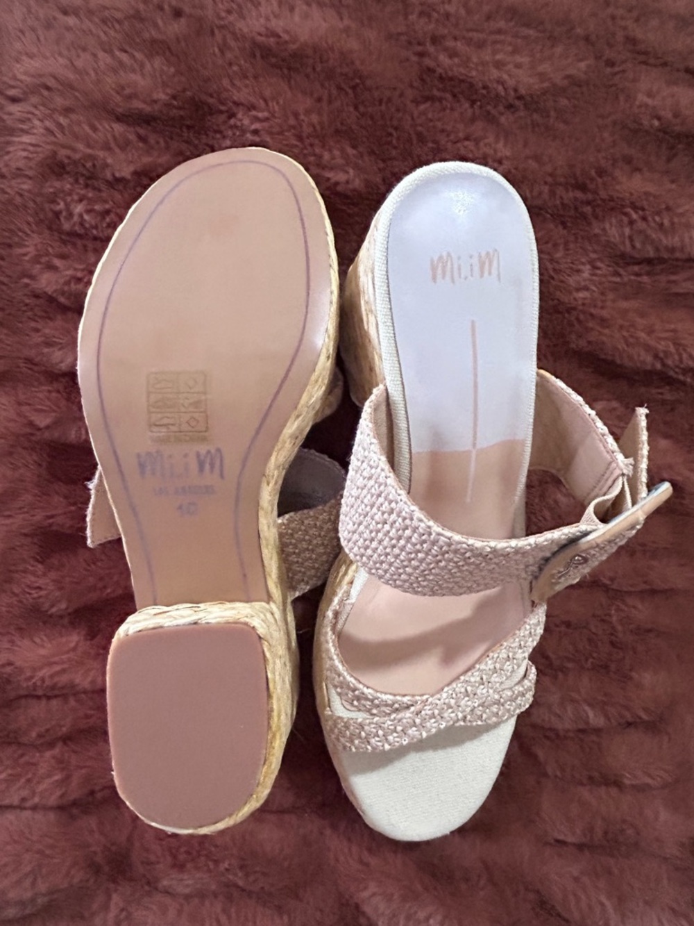 MI.IM: EDWINA PLATFORM WEDGE SANDAL - NATURAL RAFFIA-SIZE 10-NWOT - Picture 6 of 6